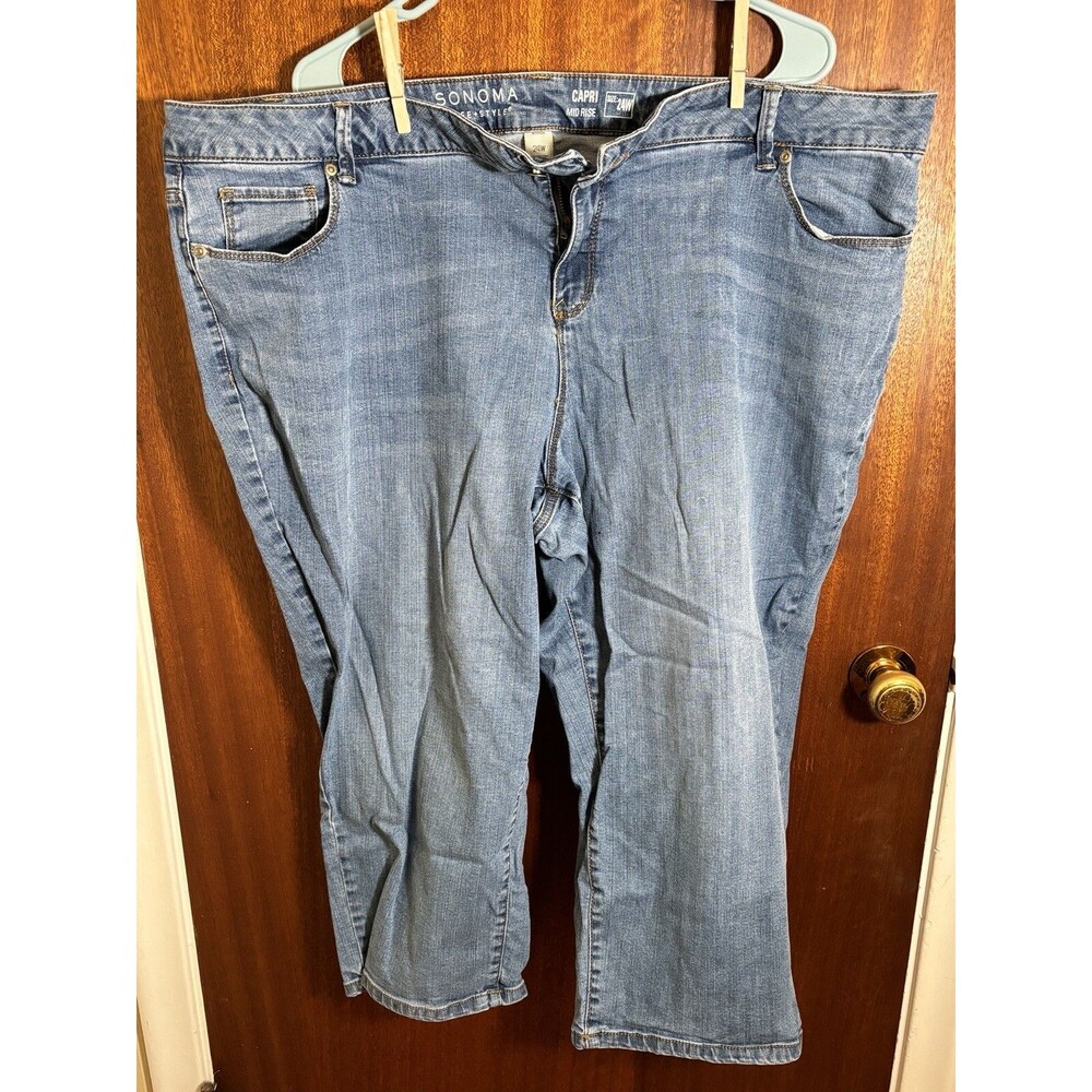 Sonoma Life+Style Women's 24W Plus Size Capri Mid Rise Jeans Blue Med Wash EUC